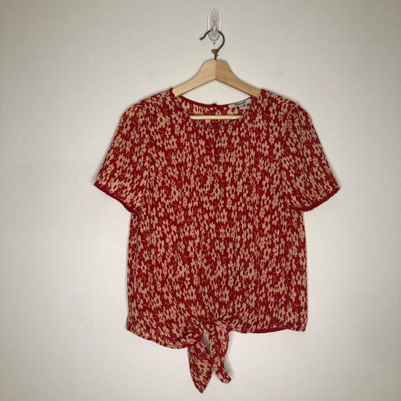Madewell Crinkle Button Back Tie Tee in Full Bloom - Picture 2 of 7